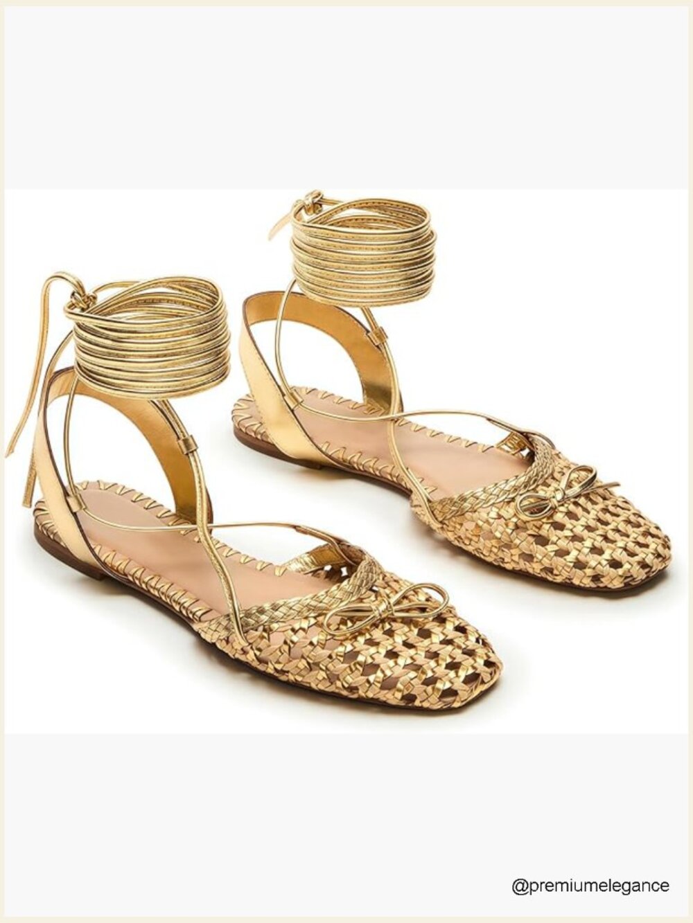 Woven Ballet Flats Lace Up Closed Square Toe Summer Shoes
